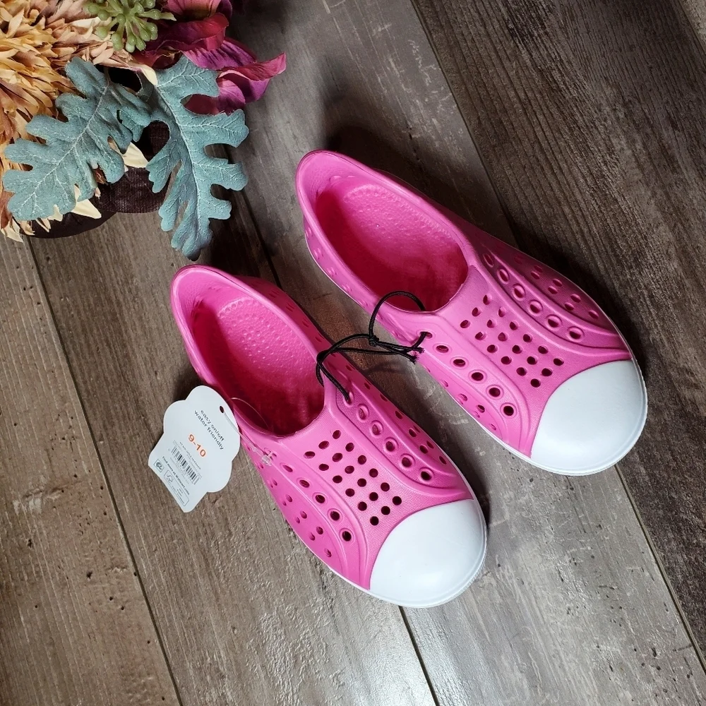 NWT Wonder Nation Toddler Kids EVA Water Sneakers Pink & White Girls Size 9/10
